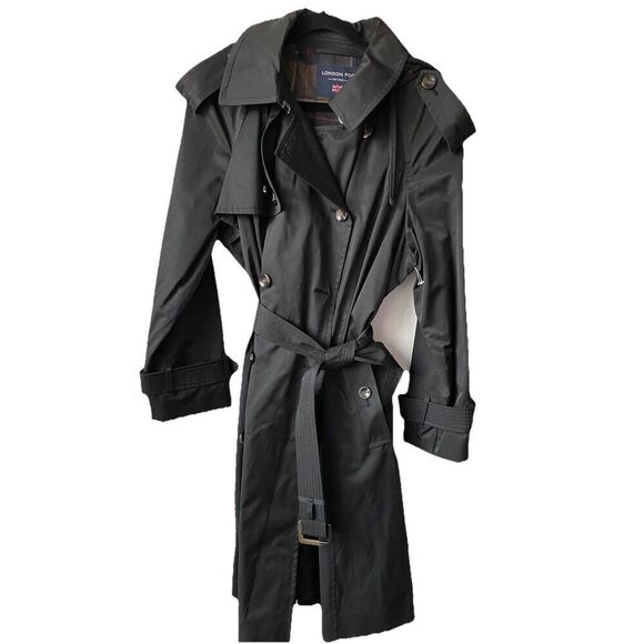 NWOT Women’s London Fog Water Resistant Belted Black Trench Coat XLarge - Picture 4 of 5